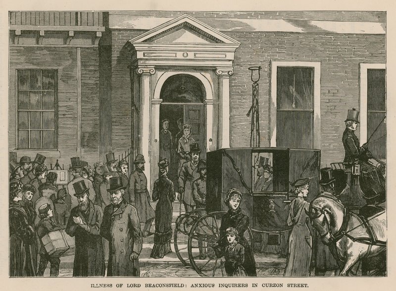 Lord Beaconsfields sygdom: ængstelige spørgere i Curzon Street, London af English School