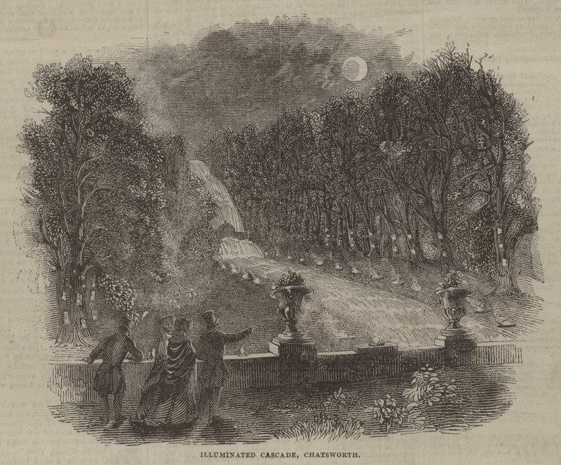 Illuminated Cascade, Chatsworth af English School