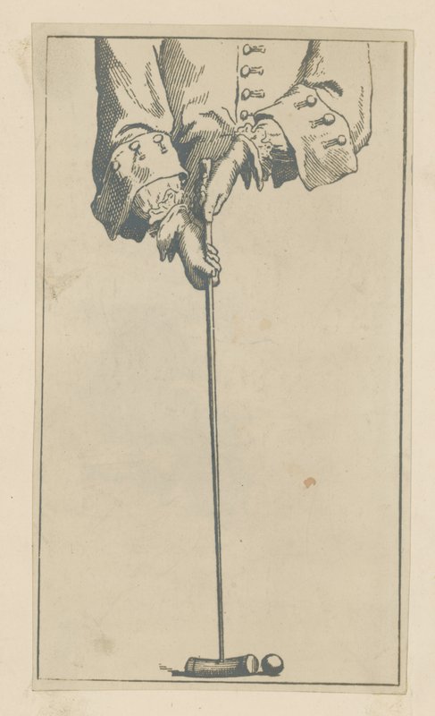Illustration, der viser en person, der spiller kroket af English School
