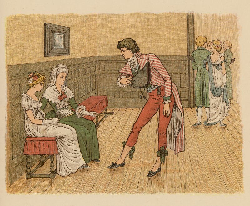 Illustration til Dreams, Dances, and Disappointments (farvelitografi) af English School