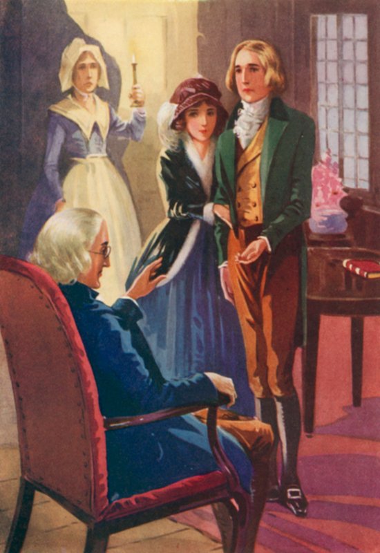 Illustration til John Halifax Gentleman af Dinah Maria Mulock (farvelitografi) af English School