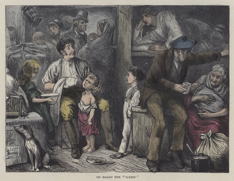 Illustration til Martin Chuzzlewit (farvet gravering) af English School
