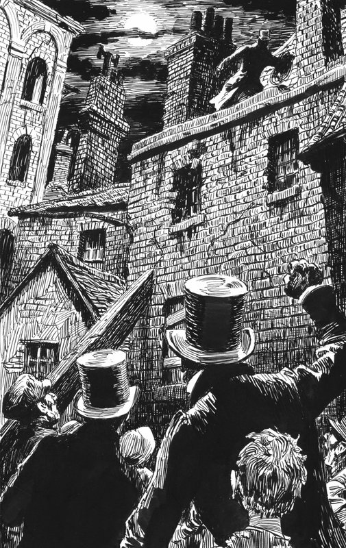 Illustration til Oliver Twist af Charles Dickens (pen og blæk) af English School