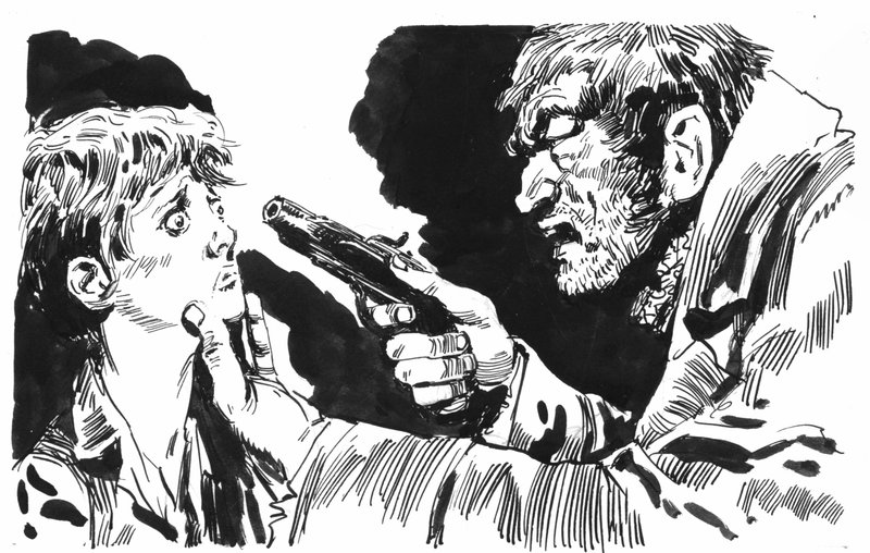 Illustration til Oliver Twist af Charles Dickens (pen og blæk) af English School