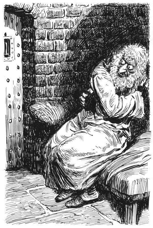 Illustration til Oliver Twist af Charles Dickens (pen og blæk) af English School