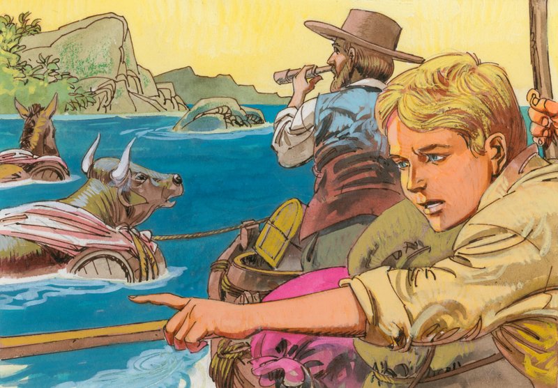 Illustration til den schweiziske familie Robinson af English School