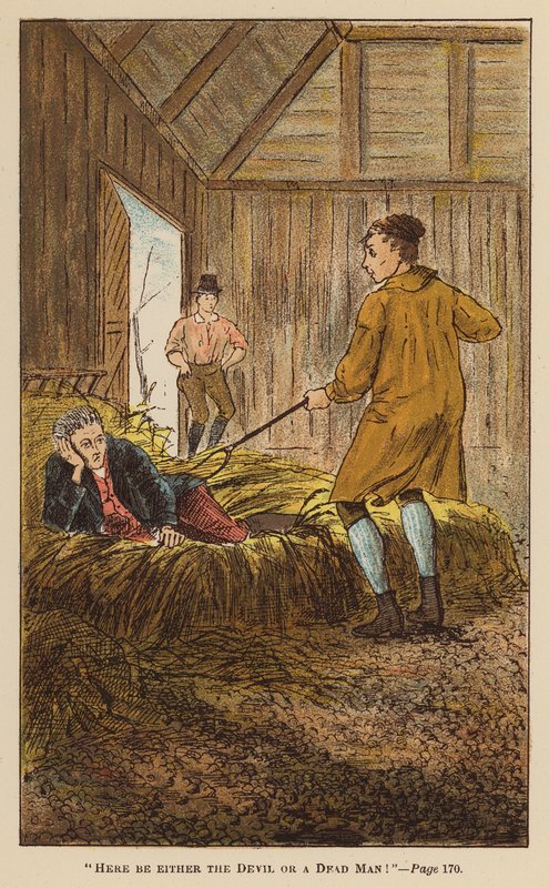 Illustration til The Adventures of Roderick Random af Tobias Smollett (farvelitografi) af English School