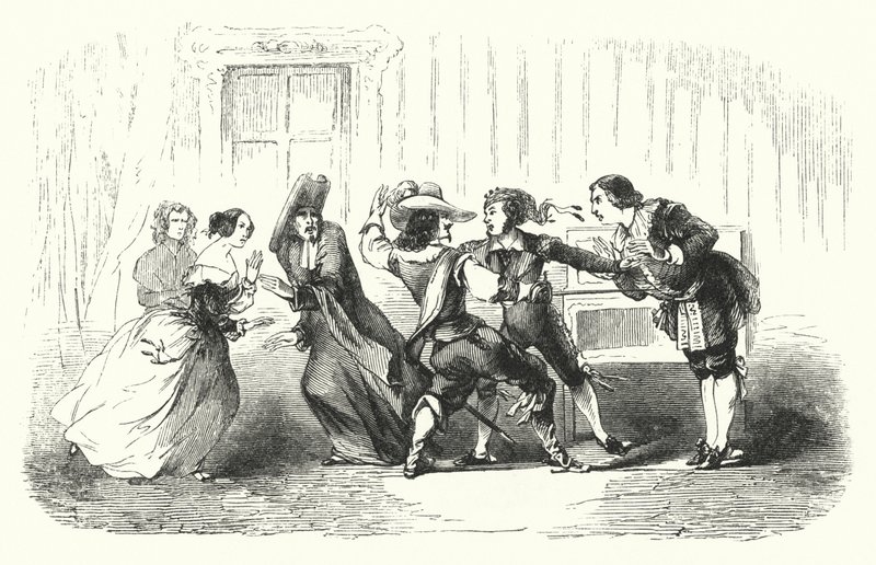 Illustration til Barberen i Sevilla af Rossini (gravering) af English School
