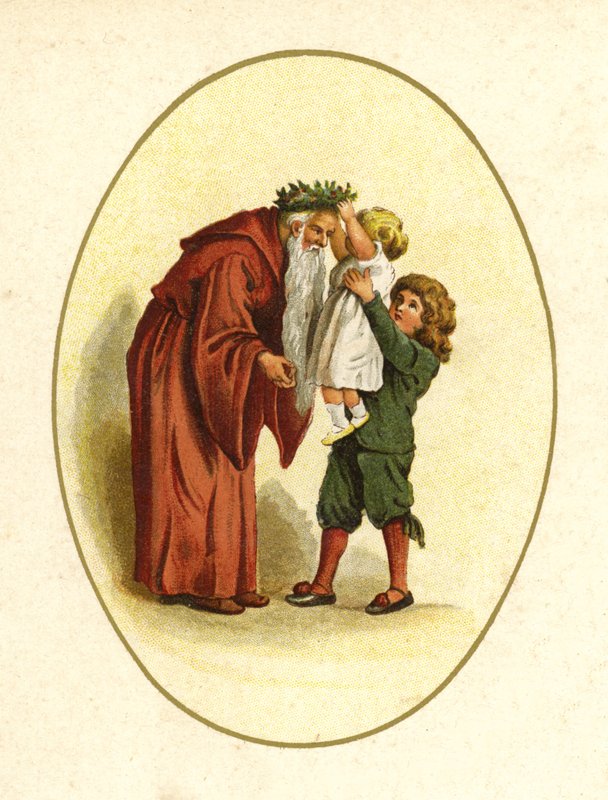 Illustration til The Coming Of Father Christmas (farve litho) af English School