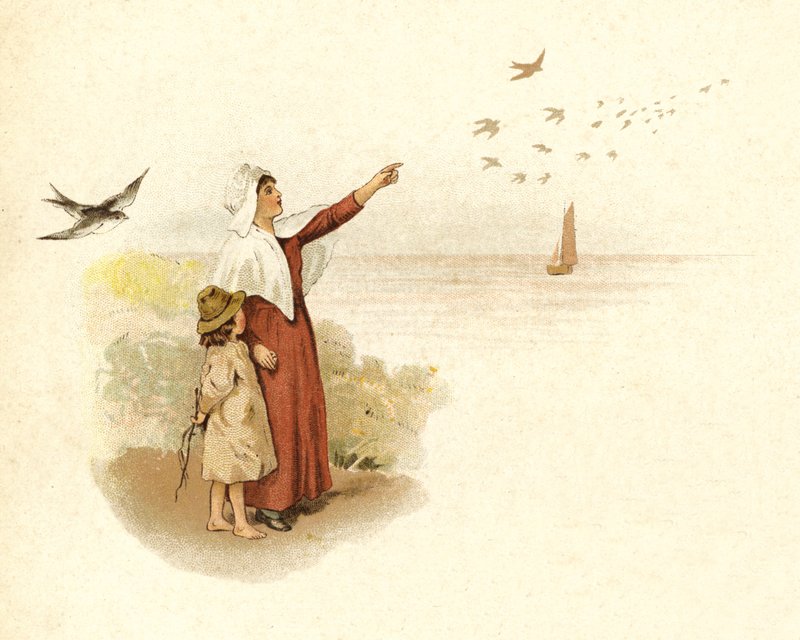 Illustration til The Coming Of Father Christmas (farvelitografi) af English School
