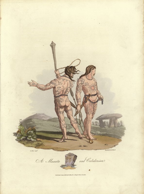 Illustration til The Costume of the Original Inhabitants of the British Islands af English School