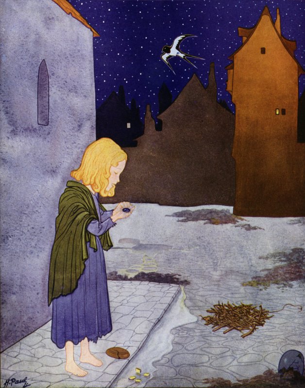 Illustration til Den lykkelige prins af Oscar Wilde (farvelitografi) af English School