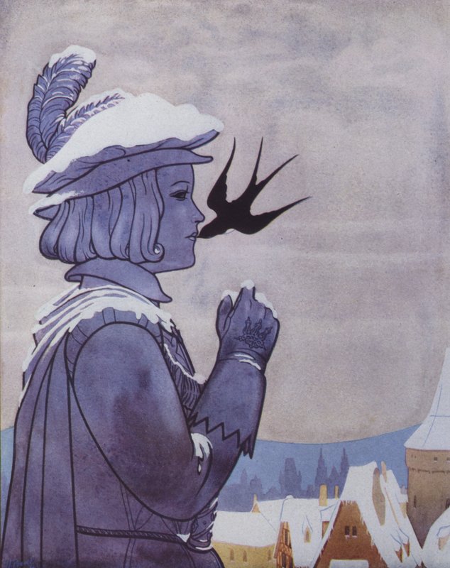 Illustration til Den lykkelige prins af Oscar Wilde (farvelitografi) af English School