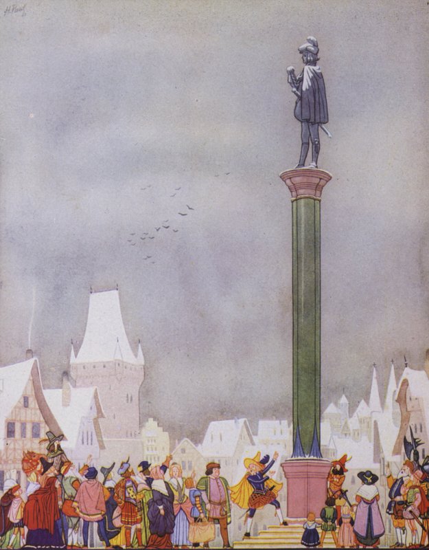 Illustration til Den lykkelige prins af Oscar Wilde (farvelitografi) af English School