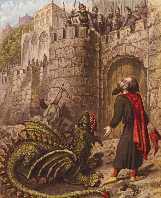 Illustration til Den hellige krig af John Bunyan (farvelitografi) af English School