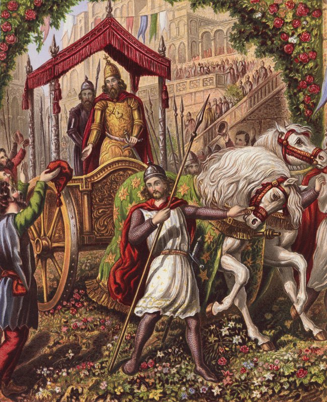 Illustration til Den hellige krig af John Bunyan (farvelitografi) af English School