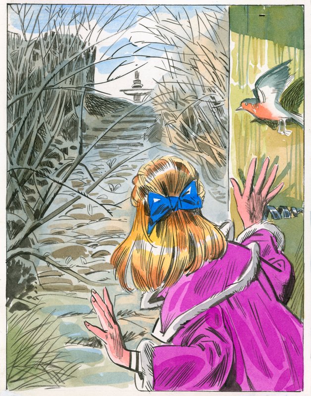 Illustration til The Secret Garden (gouache på papir) af English School