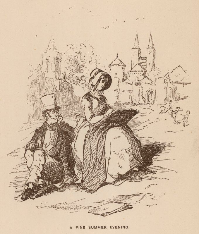 Illustration til Vanity Fair af Thackeray (litho) af English School