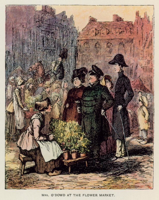 Illustration til Vanity Fair af Thackeray (litho) af English School