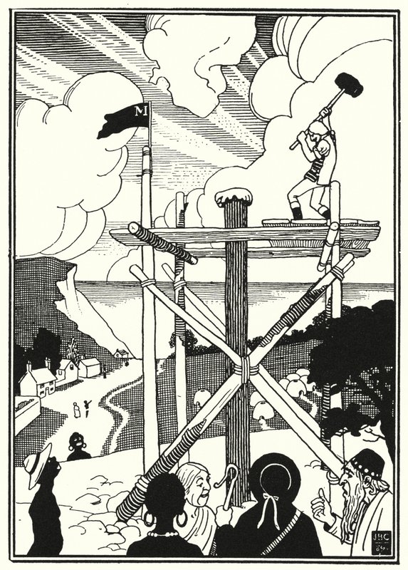 Illustration til baron Munchausens eventyr (gravering) af English School