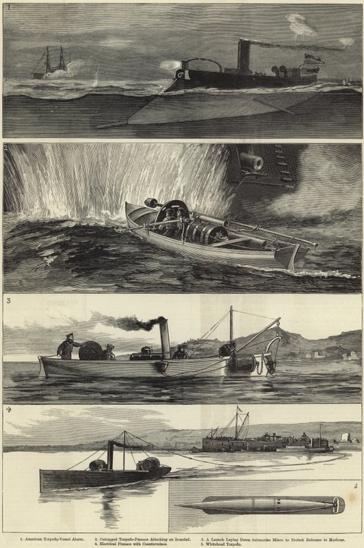 Illustrationer af torpedokrigsførelse af English School