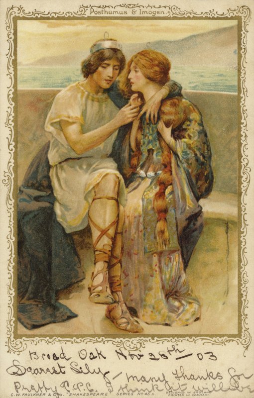 Imogen og Posthumus fra William Shakespeares spiller, Cymbeline af English School