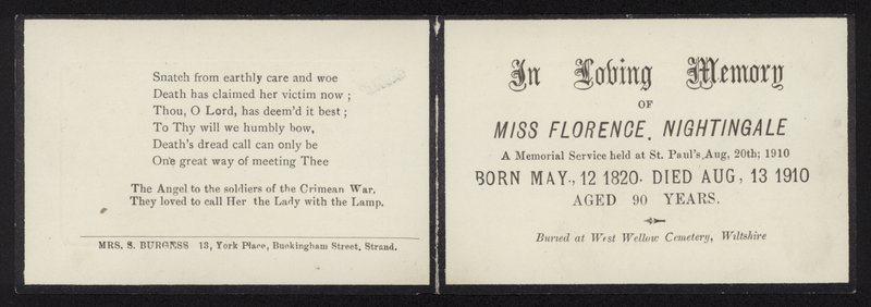 Til kærlig minde om Florence Nightingale af English School