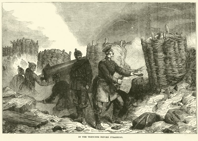 I skyttegravene før Strasburg, september 1870 af English School