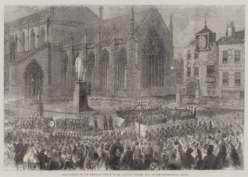Indvielse af mindestatuen til hr. Herbert Ingram, MP, på Market-Place, Boston (gravering) af English School
