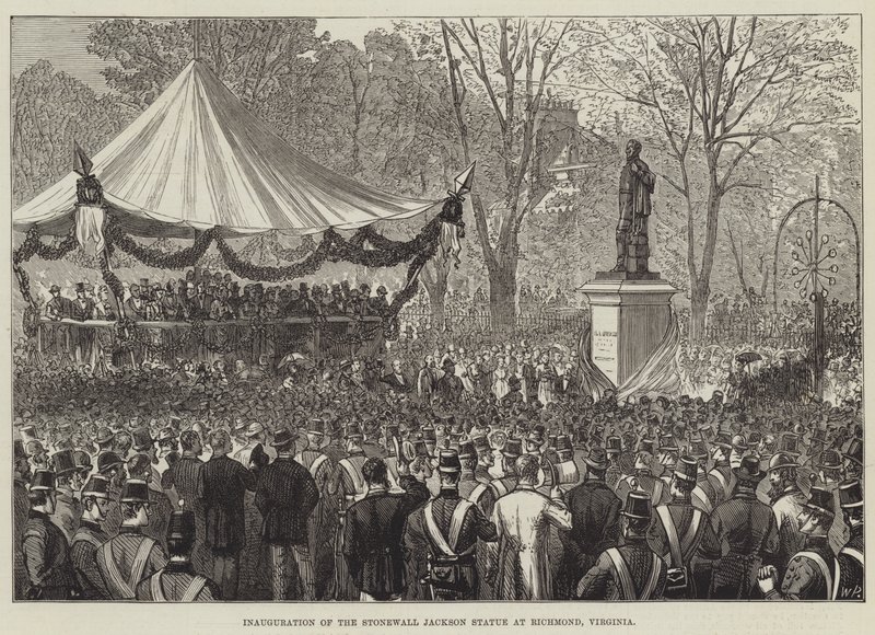 Indvielse af Stonewall Jackson-statuen i Richmond, Virginia (gravering) af English School
