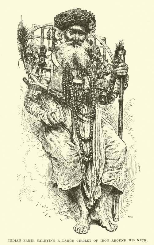 Indian Fakir carrying a large circlet of iron around his neck  af English School