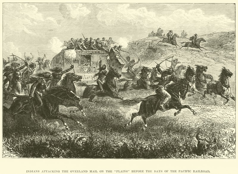 Indianere angreb Overland Mail på sletterne før Pacific Railroads dage af English School