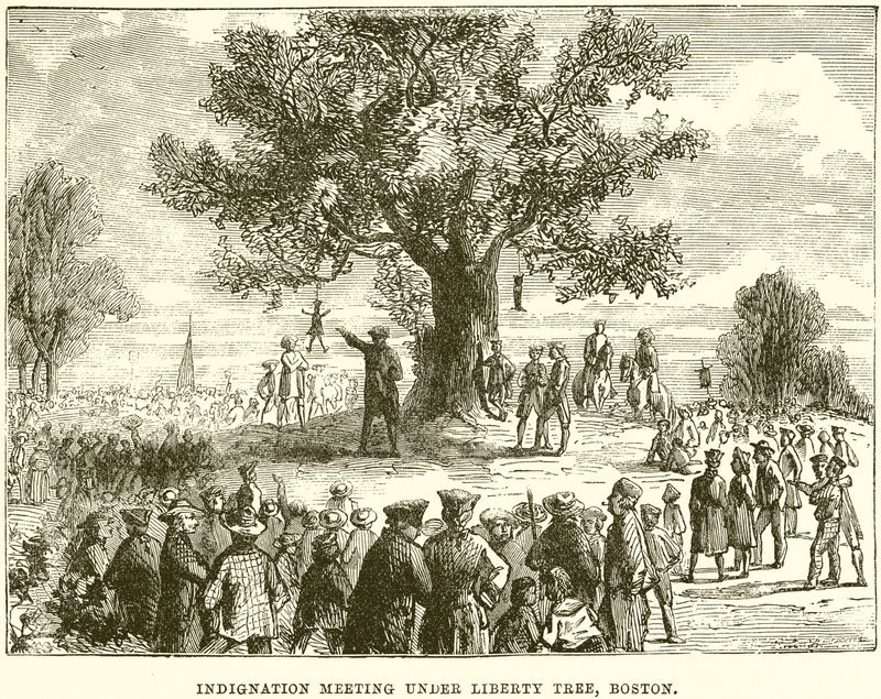 Indignationsmøde under Liberty Tree, Boston af English School