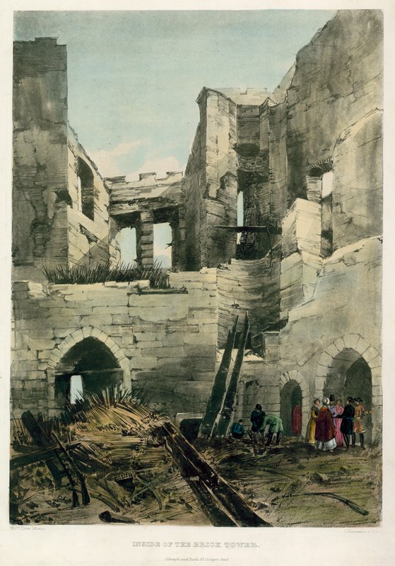 Inde i Brick Tower, Tower of London Fire, 1841 af English School