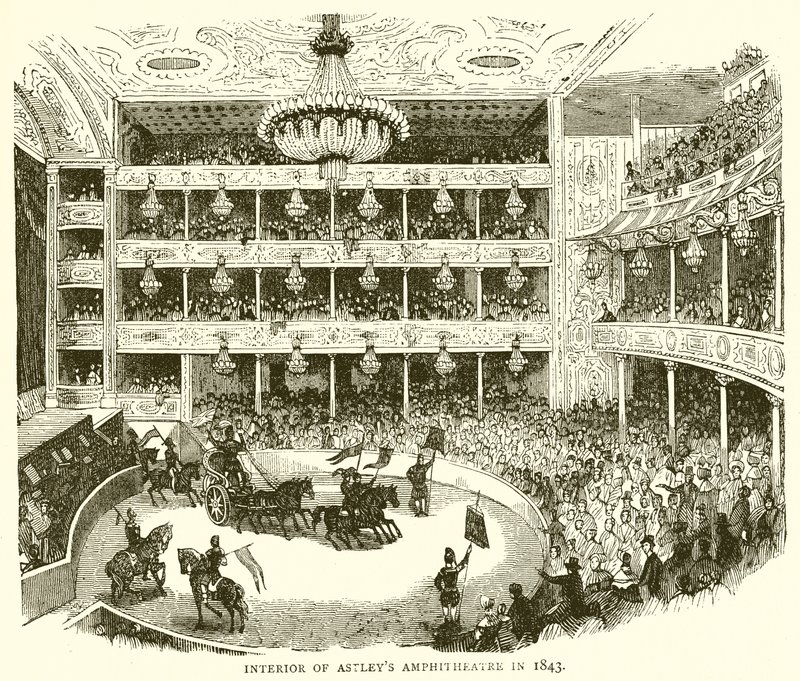 Interiør af Astleys Amphitheatre i 1843 af English School