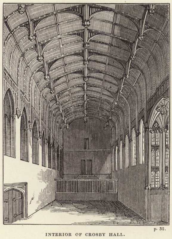 Interiør af Crosby Hall i Chelsea af English School