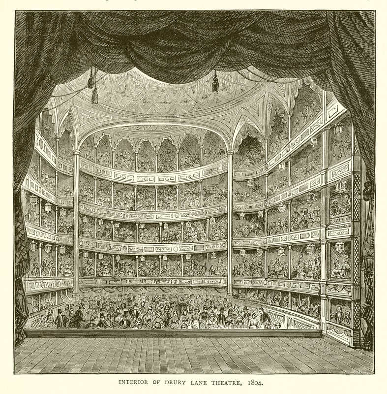 Interiør af Drury Lane Theatre, 1804 af English School