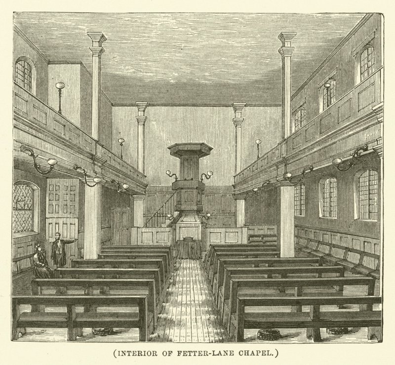 Interiør af Fetter-Lane-kapellet (gravering) af English School