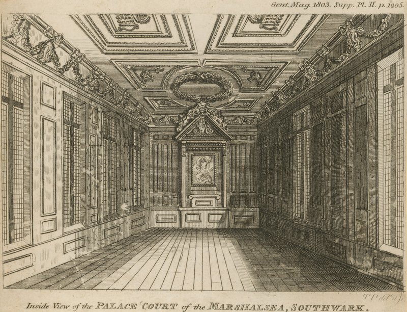 Interiør af Palace Court of the Marshalsea Prison af English School