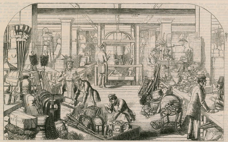 Interiør af et bylager, London af English School
