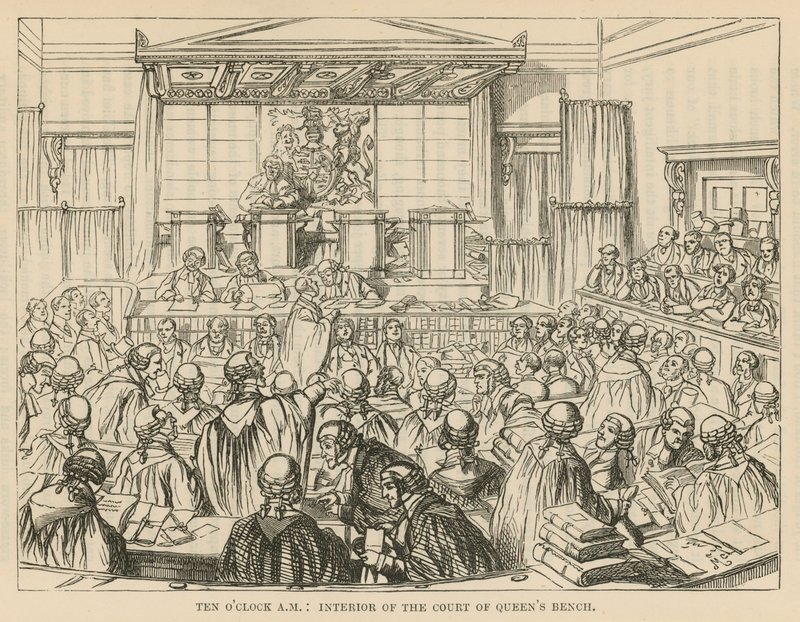 Interiør af Court of Queens Bench af English School