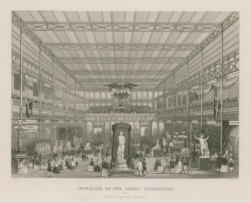 Interiør af den store udstilling, 1851, American Department (East End) af English School