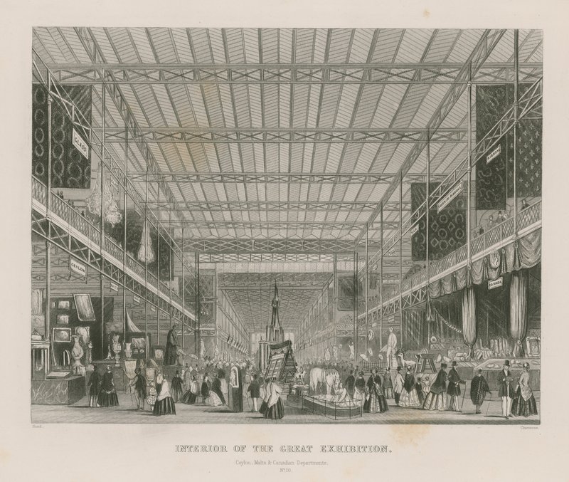 Interiør af den store udstilling, 1851, Ceylon, Malta og canadiske afdelinger af English School