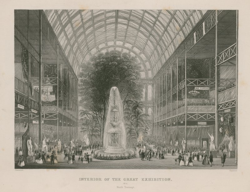 Interiør af den store udstilling, 1851, nordlige tværskib af English School