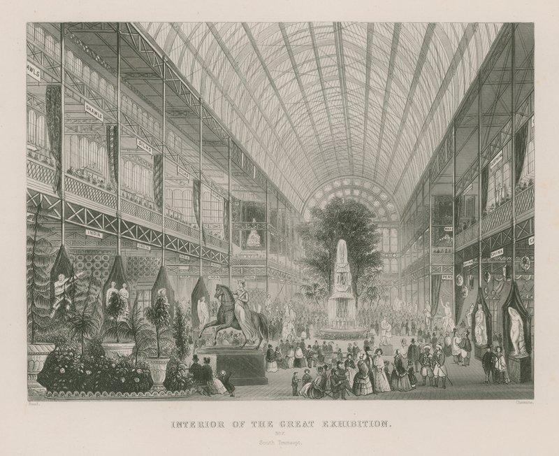 Interiør af den store udstilling, 1851, Sydlige tværskib af English School