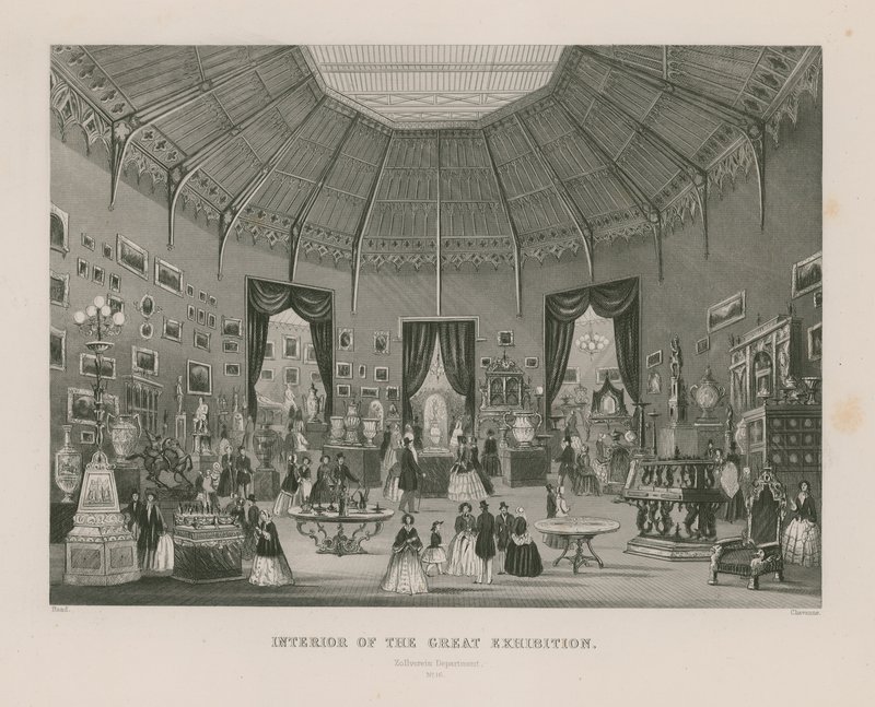 Interiør af den store udstilling, 1851, afdeling Zollverein af English School