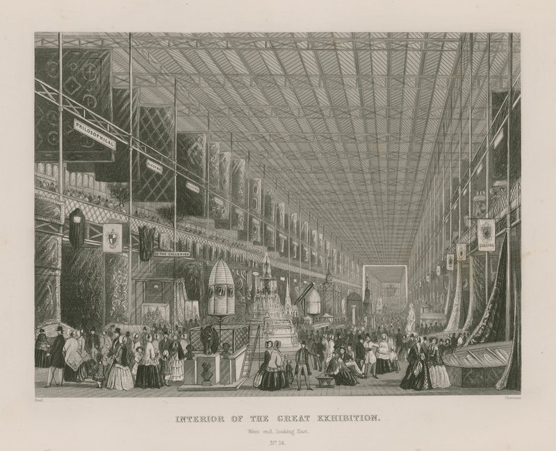 Interiør af den store udstilling, 1851, vestende mod øst af English School