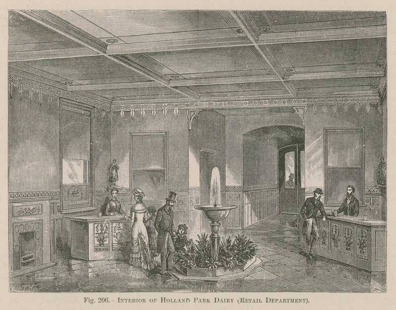 Interiør af Holland Park Dairy, detailafdeling af English School