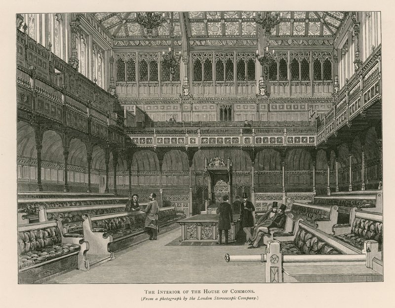Interiør af House of Commons, Westminster, London af English School