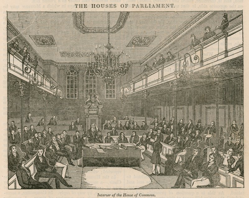 Interiør af House of Commons, Westminster, London af English School